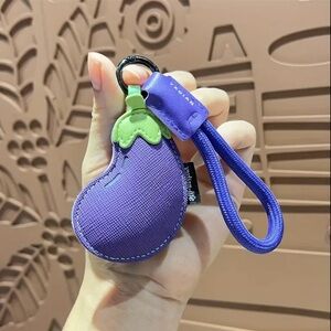 Purple Eggplant Purse Charm Keychain – Cute Fruit Bag Accessory – NWT